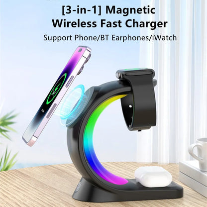 4 in 1 MagSafe Wireless Charging Station with LED Light